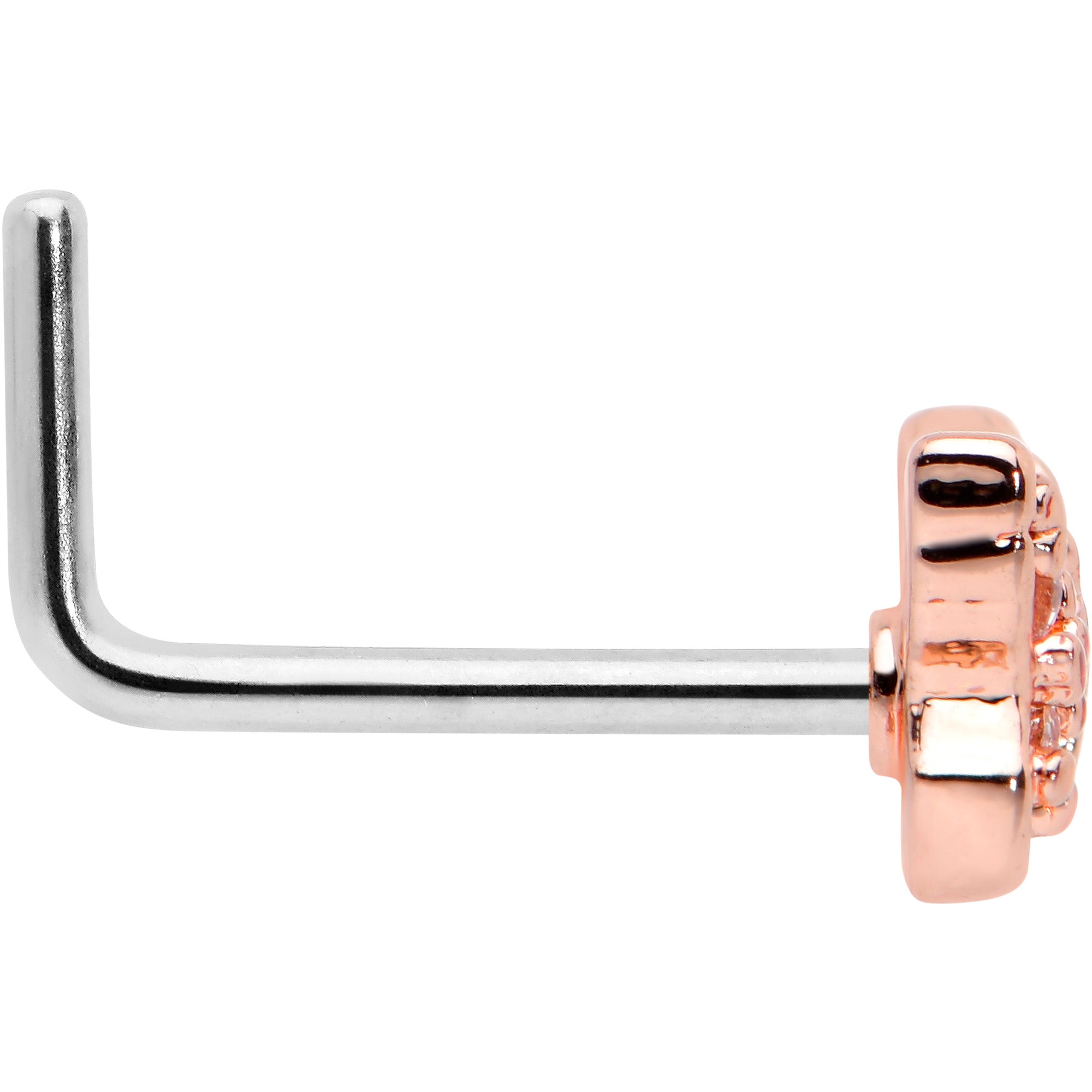 BodyCandy 20G 7mm Clear Gem Baroque Rosy Butterfly L Shape Nose Ring — lifestyle context