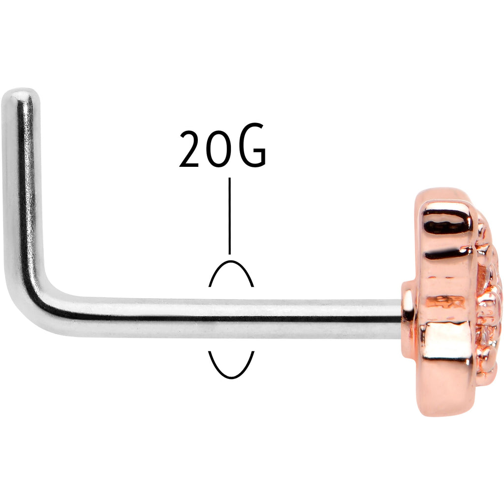 BodyCandy 20G 7mm Clear Gem Baroque Rosy Butterfly L Shape Nose Ring — back view