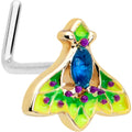 BodyCandy 20G 7mm Blue Gem Tropic Fan L Shape Nose Ring — main product shot