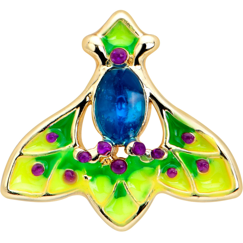 BodyCandy 20G 7mm Blue Gem Tropic Fan L Shape Nose Ring — detail close-up