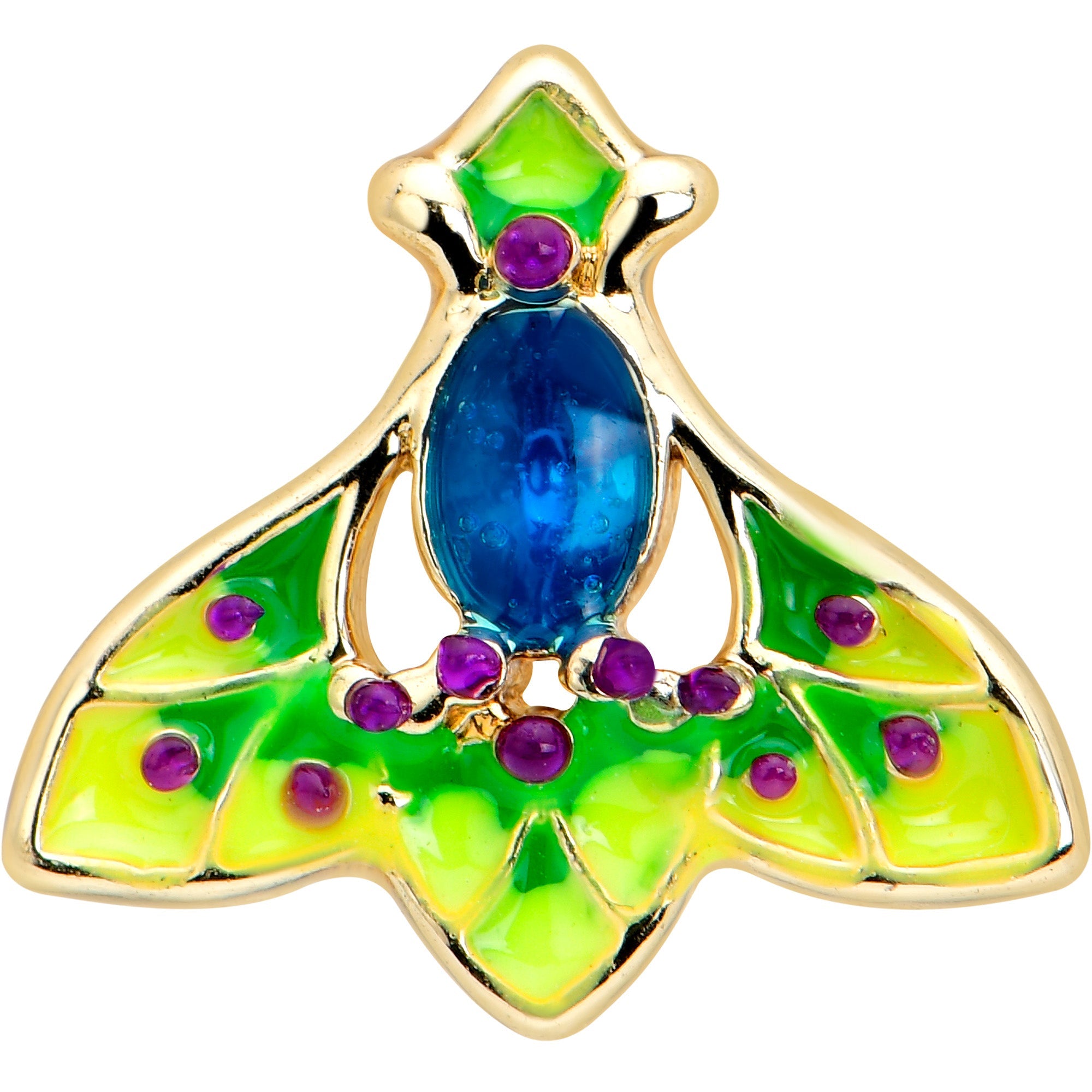 BodyCandy 20G 7mm Blue Gem Tropic Fan L Shape Nose Ring — detail close-up
