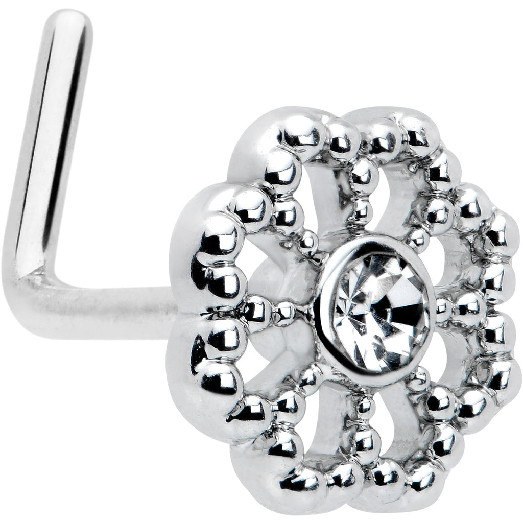 BodyCandy 20G 7mm Clear Gem Epic Fabulous Flower L Shape Nose Ring — main product shot
