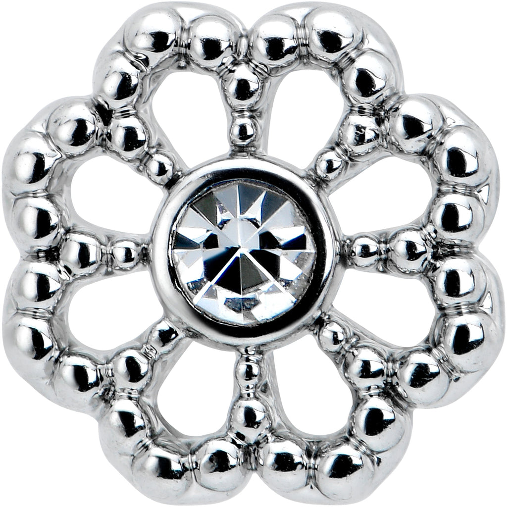 BodyCandy 20G 7mm Clear Gem Epic Fabulous Flower L Shape Nose Ring — detail close-up