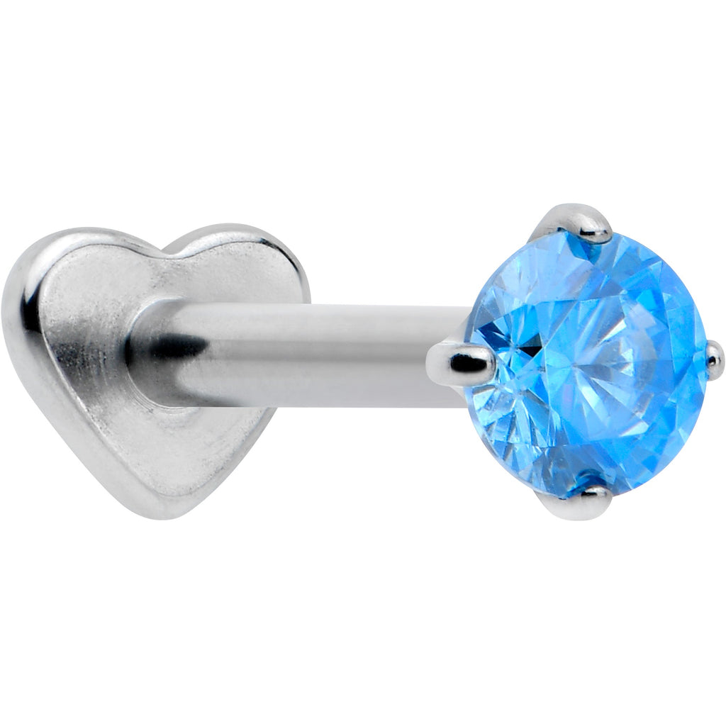 BodyCandy 16G 5/16 Blue CZ ASTM F-136 Implant Grade Titanium Threadless Heart End Labret — main product shot