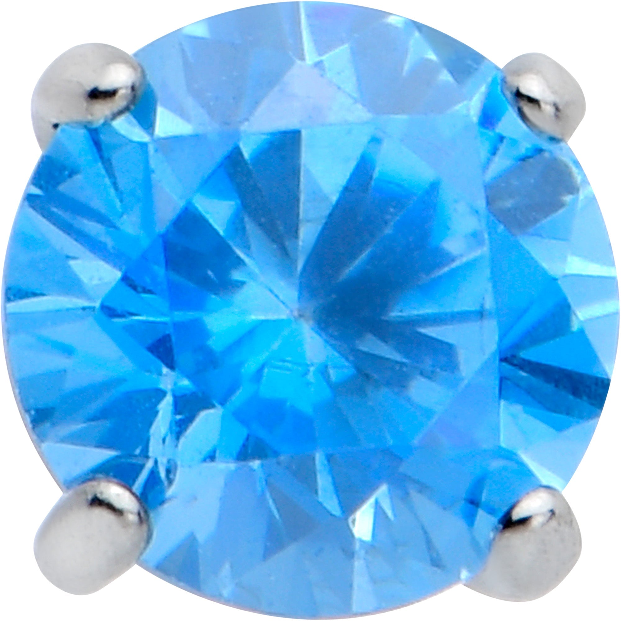 BodyCandy 16G 5/16 Blue CZ ASTM F-136 Implant Grade Titanium Threadless Heart End Labret — detail close-up
