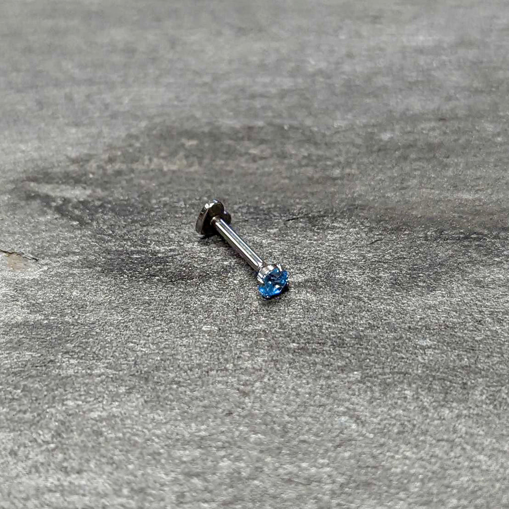 BodyCandy 16G 5/16 Blue CZ ASTM F-136 Implant Grade Titanium Threadless Heart End Labret — alternative angle