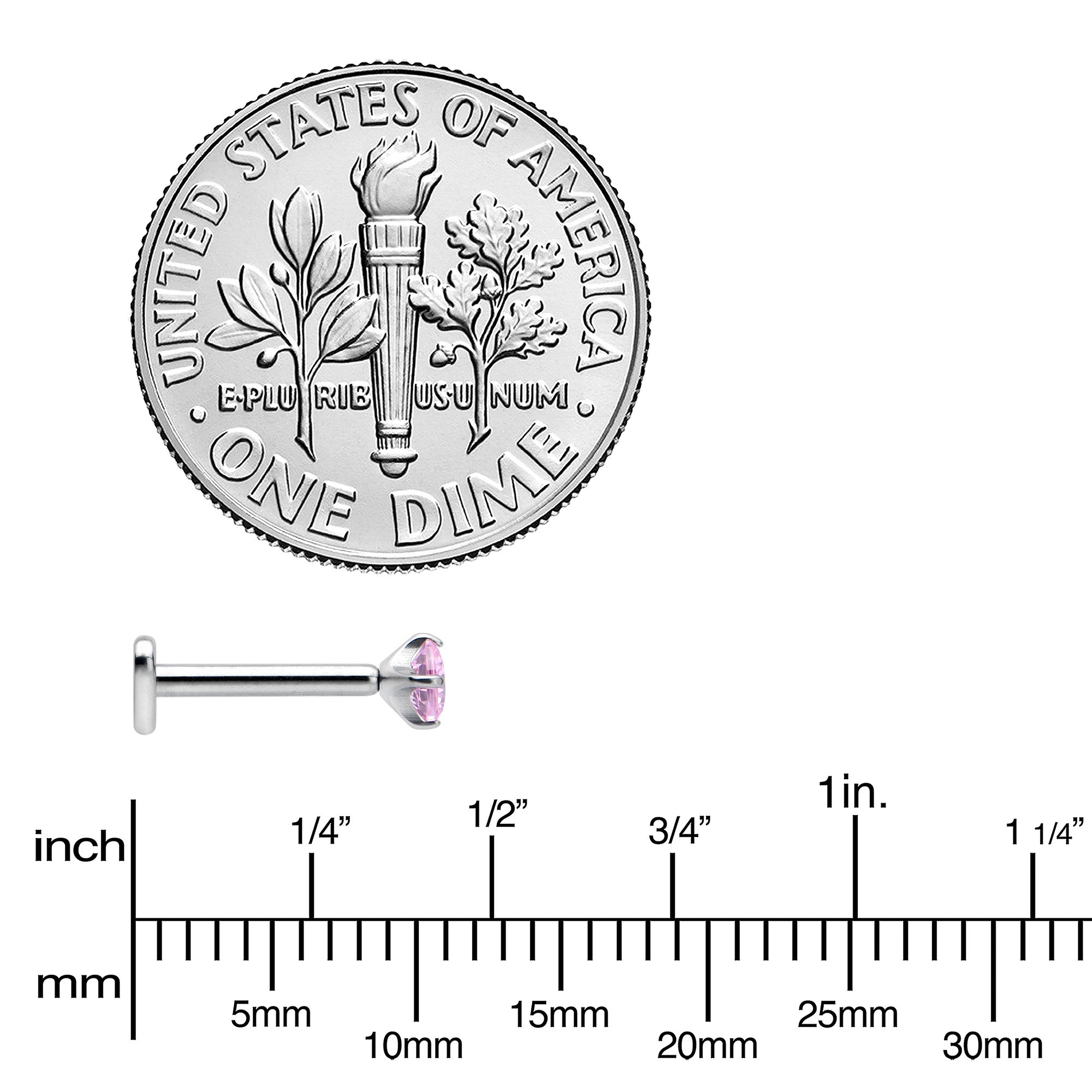 BodyCandy 16G 5/16 Pink CZ ASTM F-136 Implant Grade Titanium Threadless Heart End Labret — back view