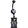 BodyCandy Clear Purple Gem Black Goth Heart Skulls Hourglass Dangle Belly Ring — main product shot