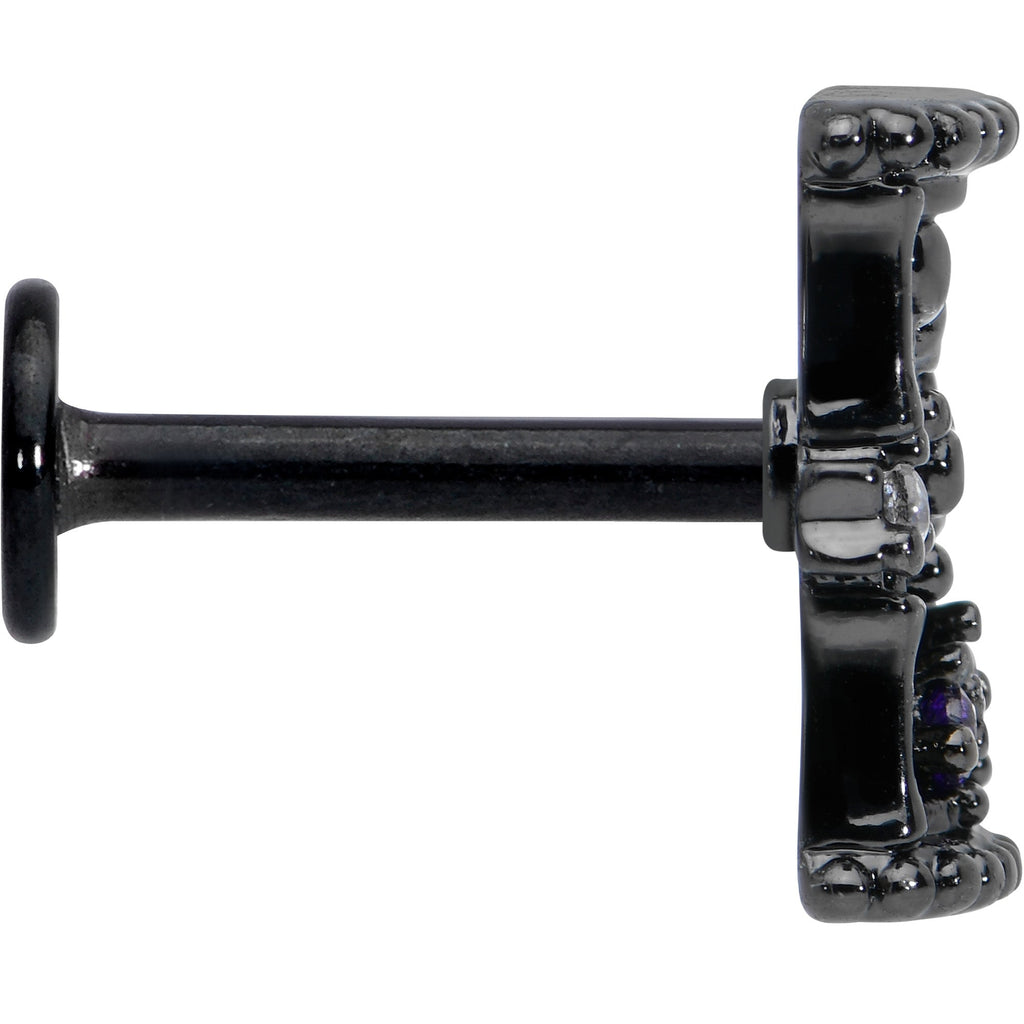 BodyCandy 16G 5/16 Purple Gem Black Gothic Hourglass Labret Monroe Tragus — lifestyle context