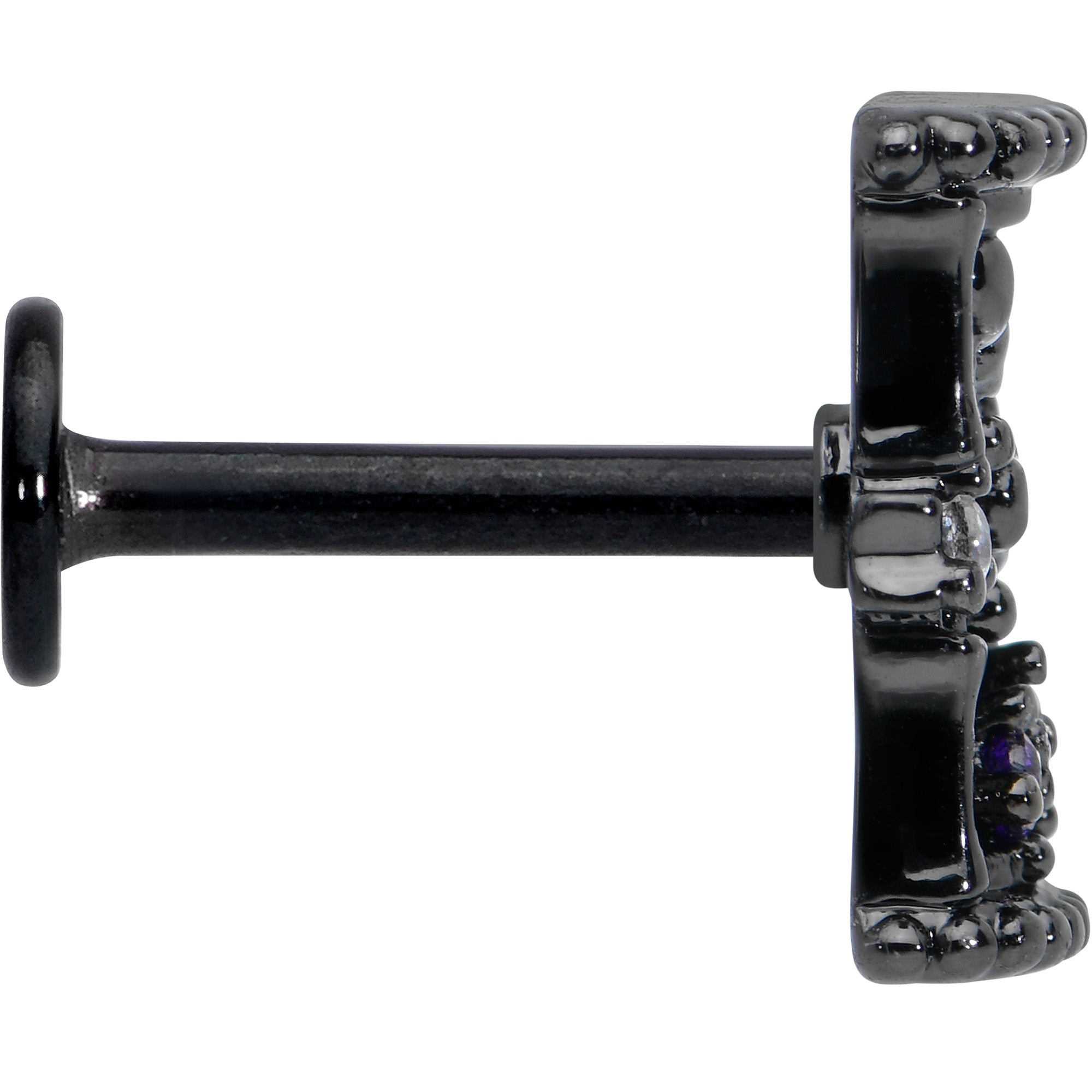 BodyCandy 16G 5/16 Purple Gem Black Gothic Hourglass Labret Monroe Tragus — lifestyle context