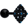 BodyCandy 16G 1/4 Blue Gem Black Lacy Rhombus Cartilage Tragus Earring — main product shot