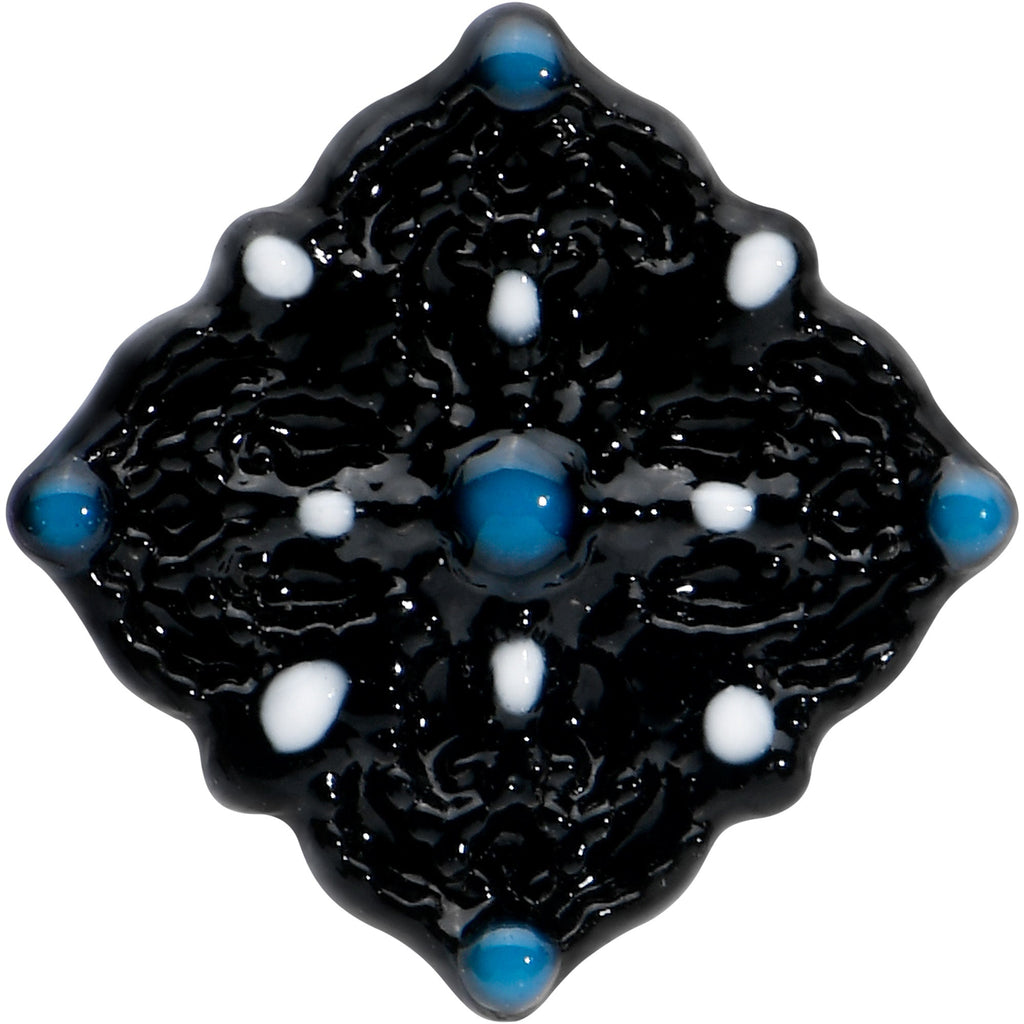 BodyCandy 20G 1/4 Black Lacy Rhombus Nose Bone — detail close-up