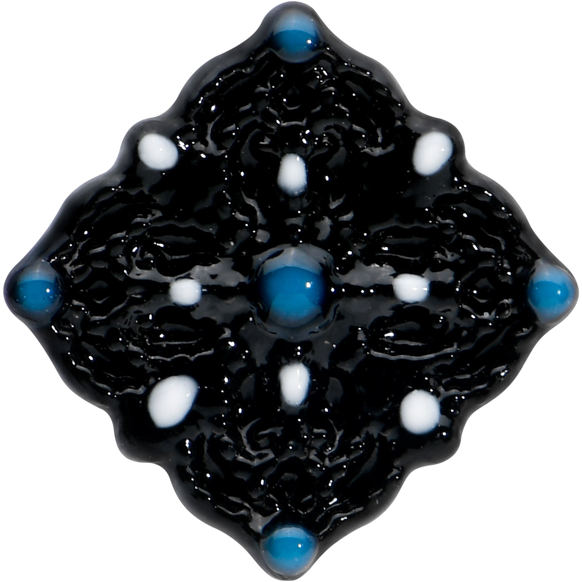 BodyCandy 20G 1/4 Black Lacy Rhombus Nose Bone — detail close-up