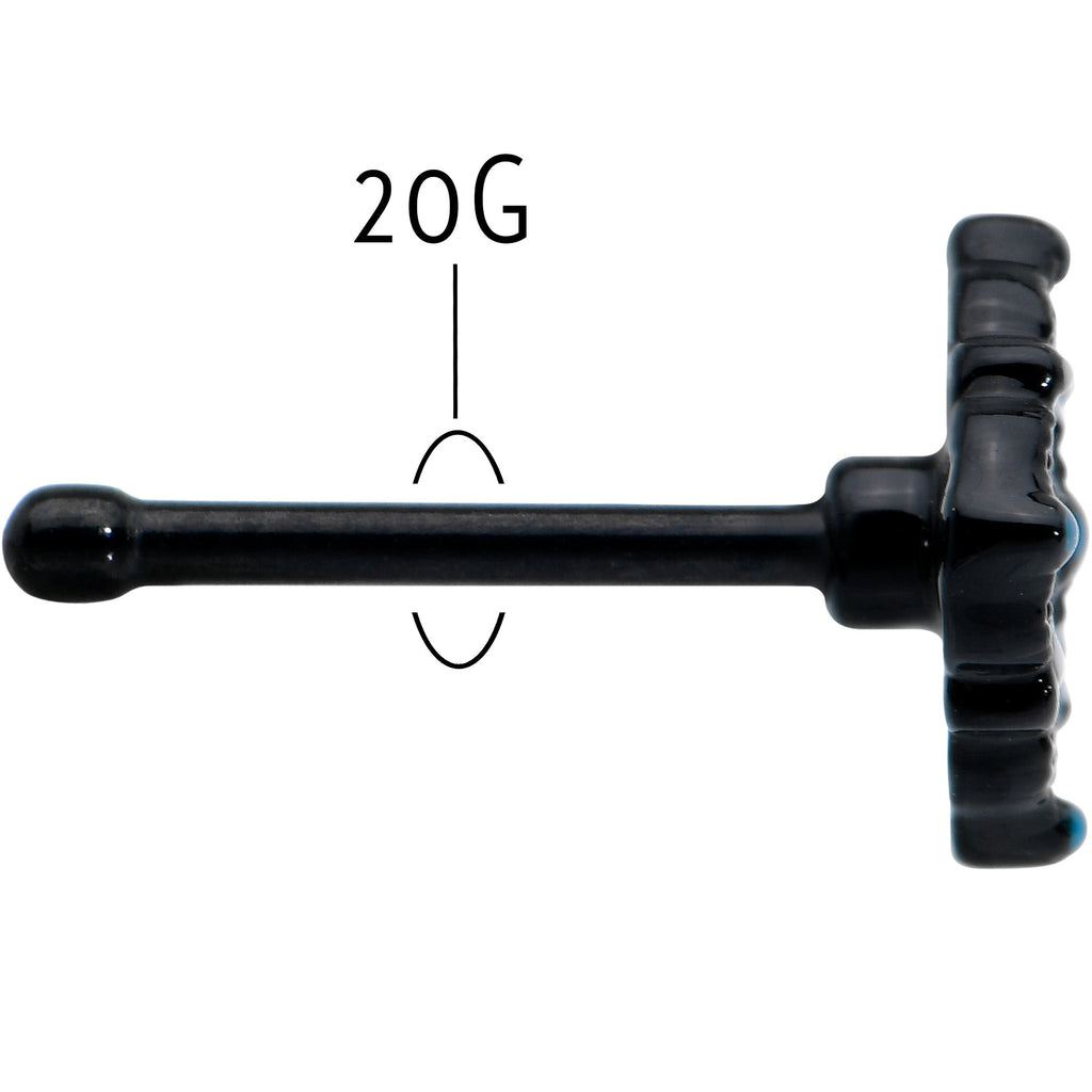 BodyCandy 20G 1/4 Black Lacy Rhombus Nose Bone — back view