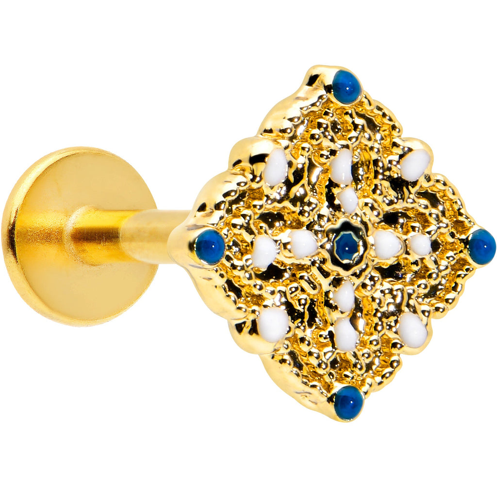 BodyCandy 16G 5/16 Blue Gem Gold Tone Lacy Rhombus Labret Monroe Tragus — main product shot