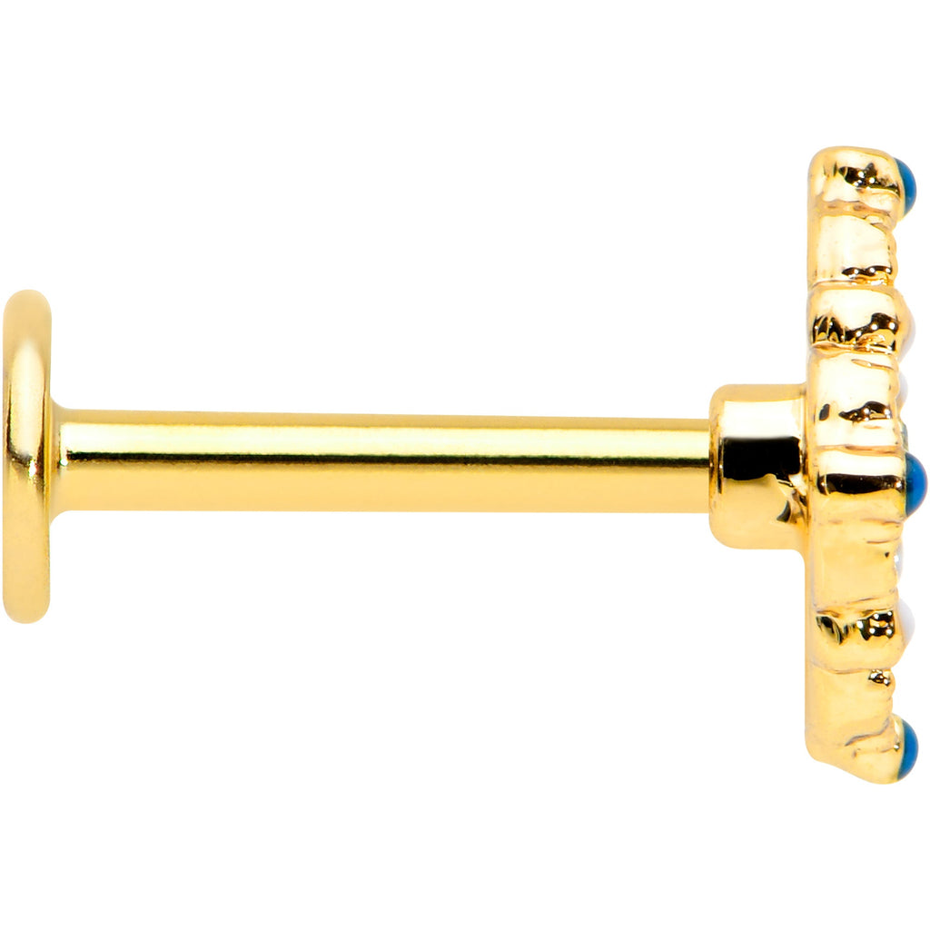 BodyCandy 16G 5/16 Blue Gem Gold Tone Lacy Rhombus Labret Monroe Tragus — lifestyle context