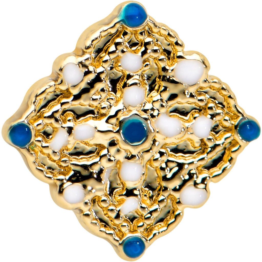BodyCandy 20G 1/4 Gold Tone Lacy Rhombus L Shape Nose Ring — detail close-up