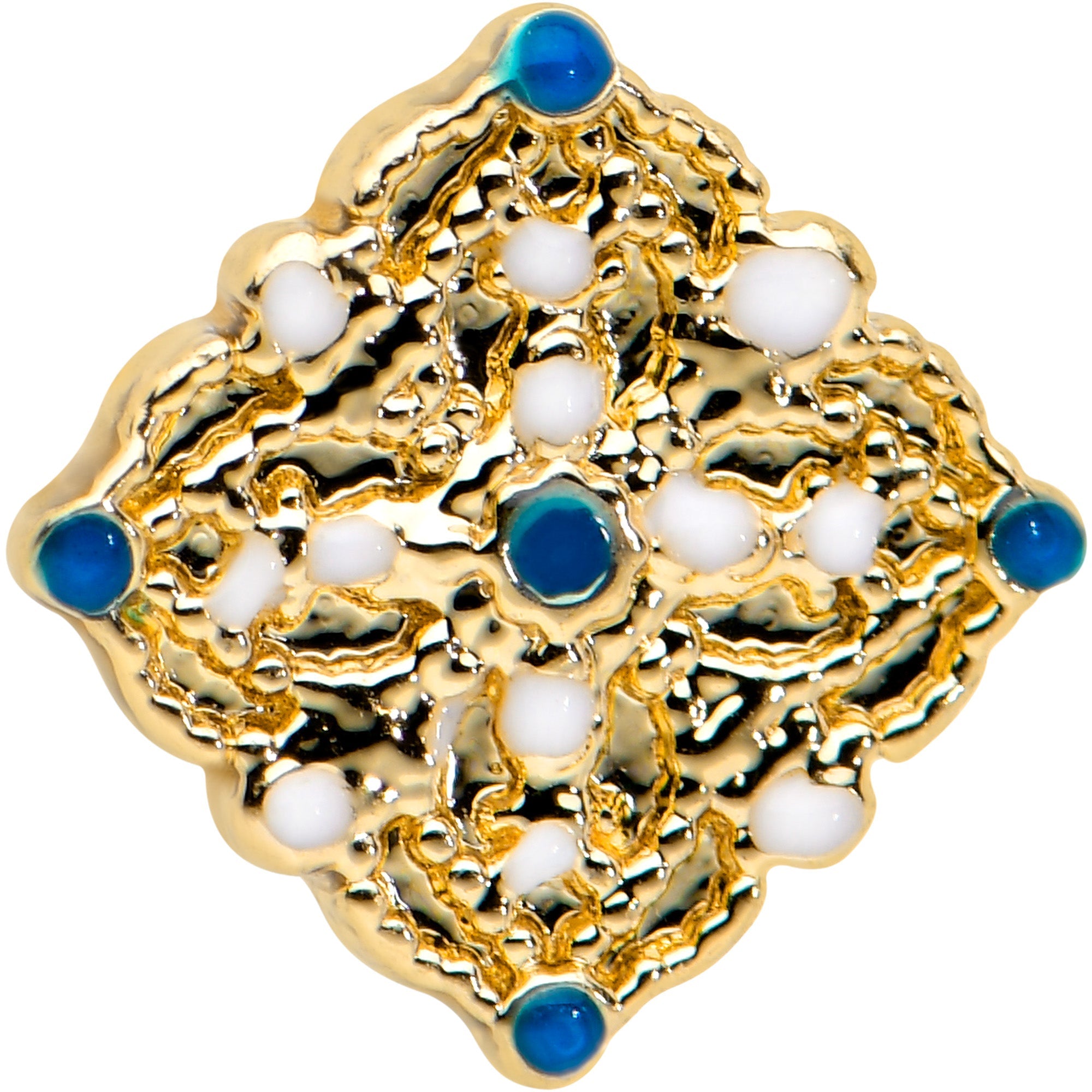 BodyCandy 20G 1/4 Gold Tone Lacy Rhombus L Shape Nose Ring — detail close-up