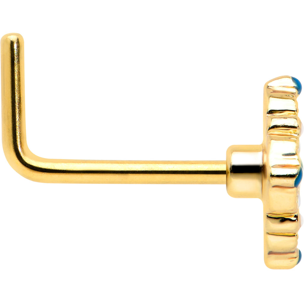 BodyCandy 20G 1/4 Gold Tone Lacy Rhombus L Shape Nose Ring — lifestyle context
