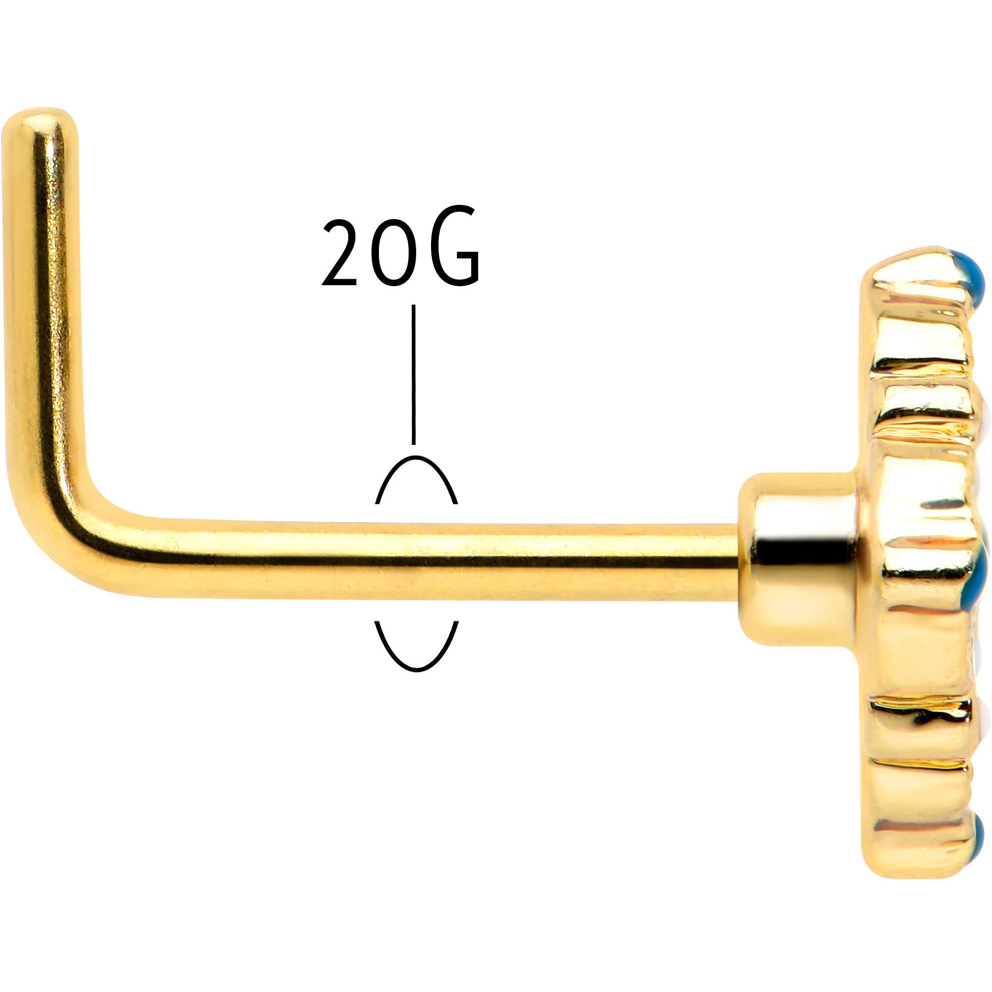 BodyCandy 20G 1/4 Gold Tone Lacy Rhombus L Shape Nose Ring — back view