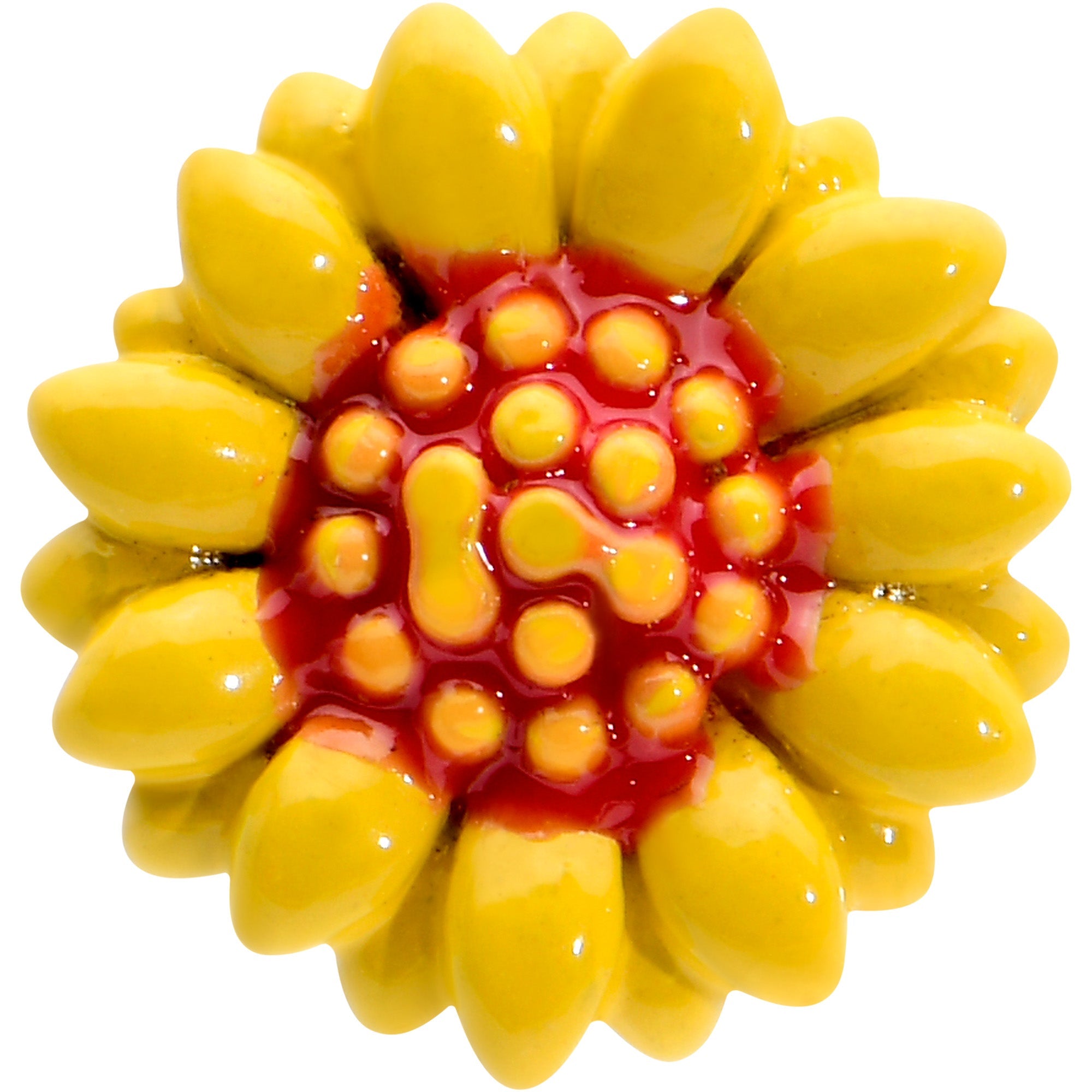 BodyCandy 16G 1/4 Happy Sunflower Cartilage Tragus Earring — detail close-up