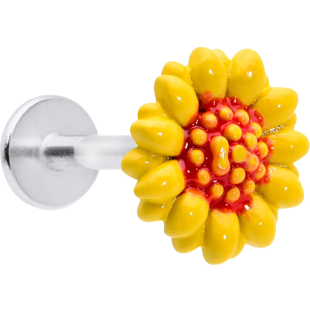 BodyCandy 16G 5/16 Happy Sunflower Yellow Labret Monroe Tragus — main product shot