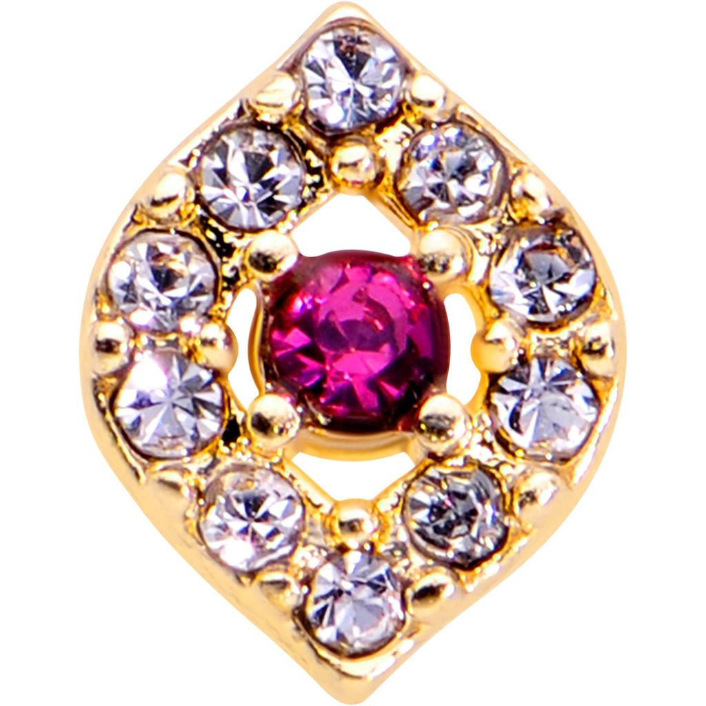 BodyCandy 20G 1/4 Clear Pink Gem Gold Tone Open Eye Nose Bone — detail close-up