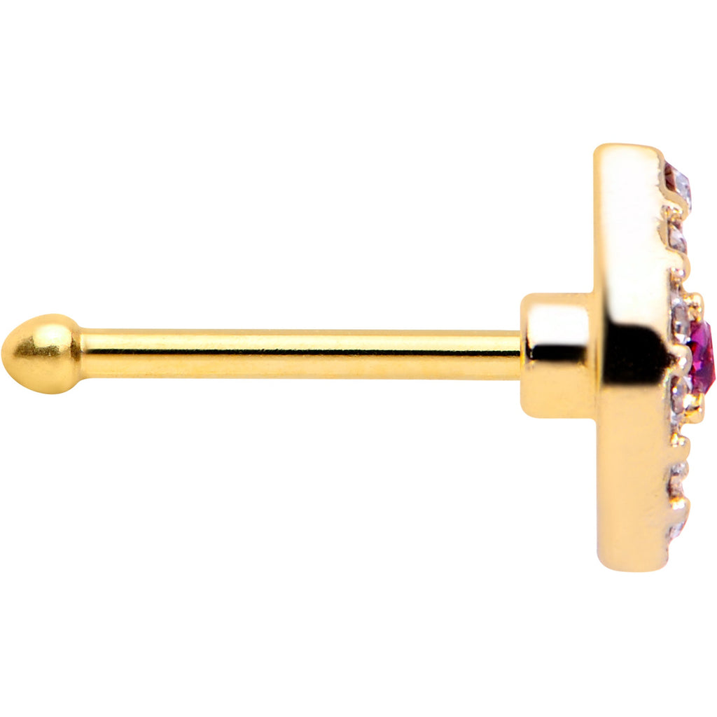 BodyCandy 20G 1/4 Clear Pink Gem Gold Tone Open Eye Nose Bone — lifestyle context