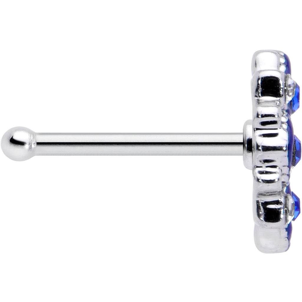 BodyCandy 20G 1/4 Clear Blue Gem Embellished Cross Nose Bone — lifestyle context
