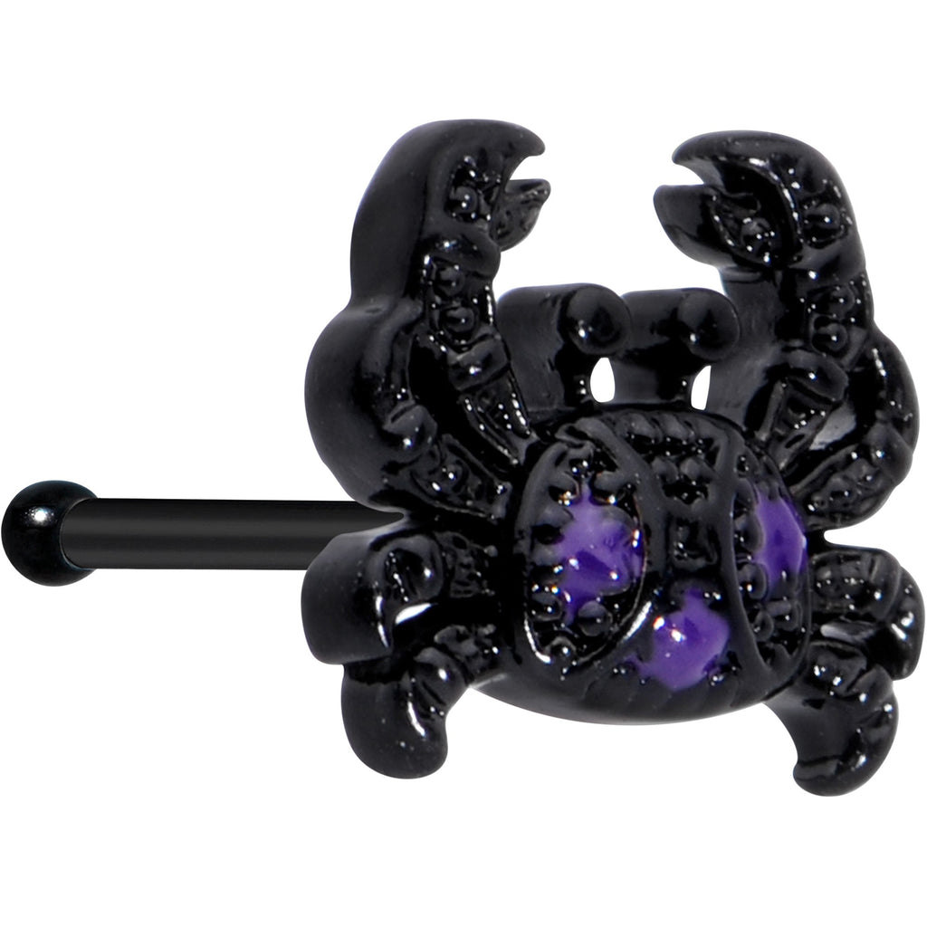 BodyCandy 20G 1/4 Purple Gem Black Chic Crab Nose Bone — main product shot