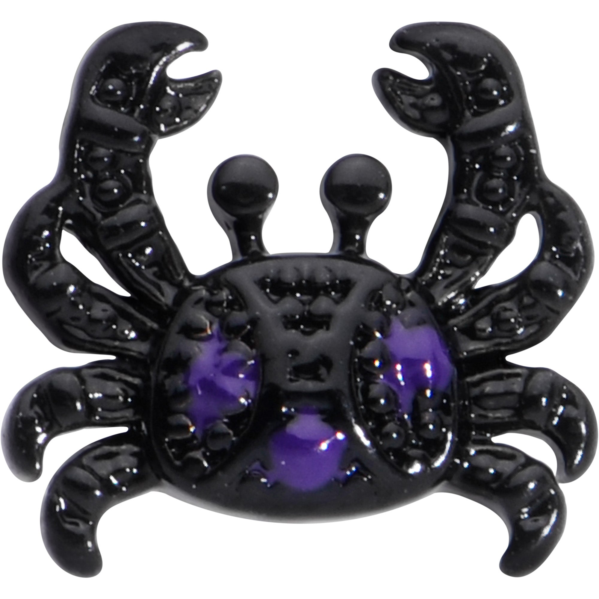 BodyCandy 20G 1/4 Purple Gem Black Chic Crab Nose Bone — detail close-up