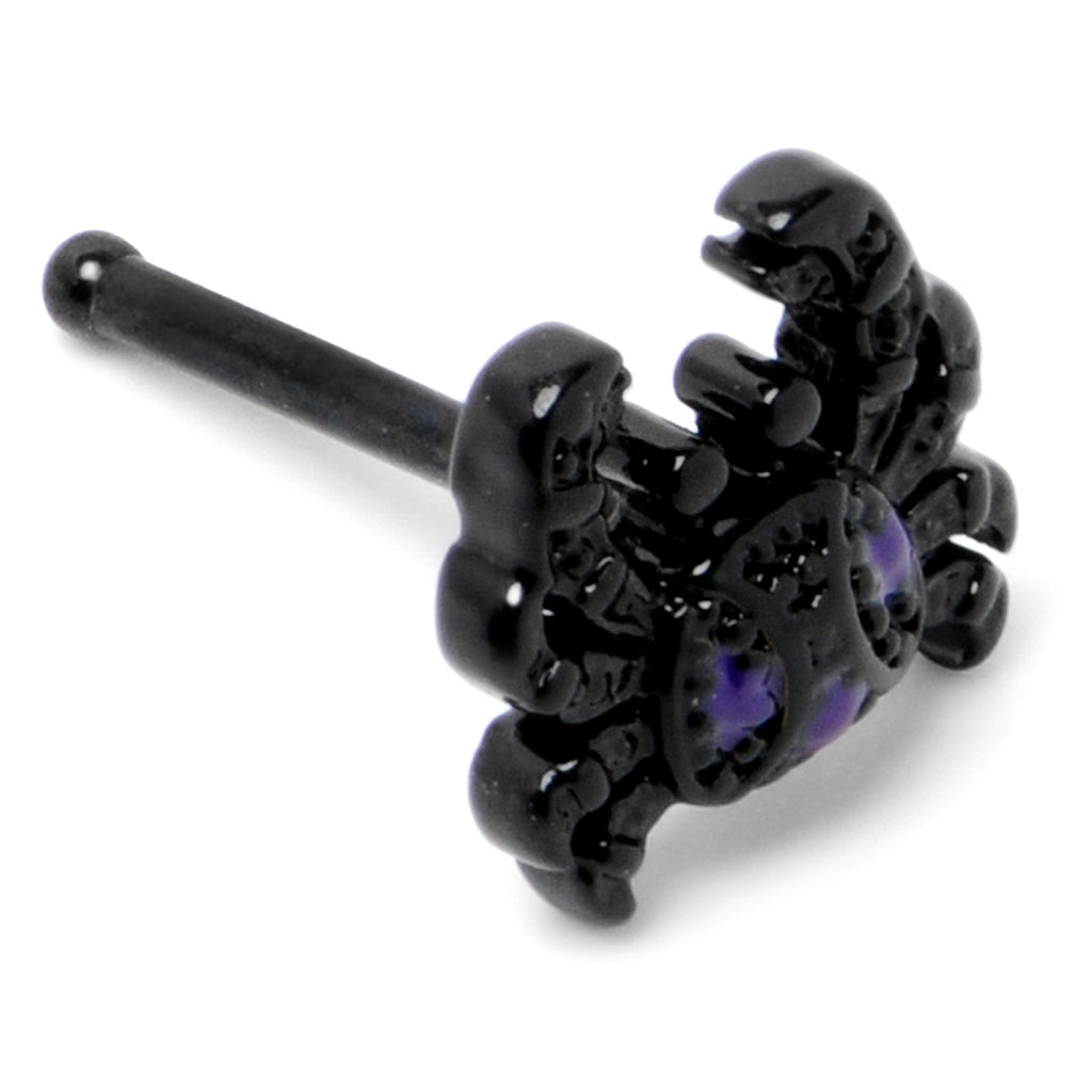 BodyCandy 20G 1/4 Purple Gem Black Chic Crab Nose Bone — back view