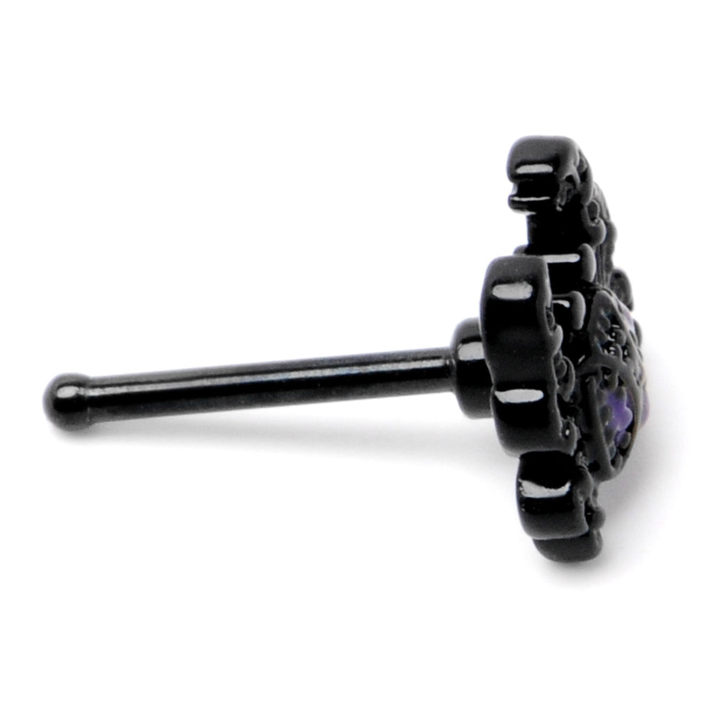 BodyCandy 20G 1/4 Purple Gem Black Chic Crab Nose Bone — alternative angle
