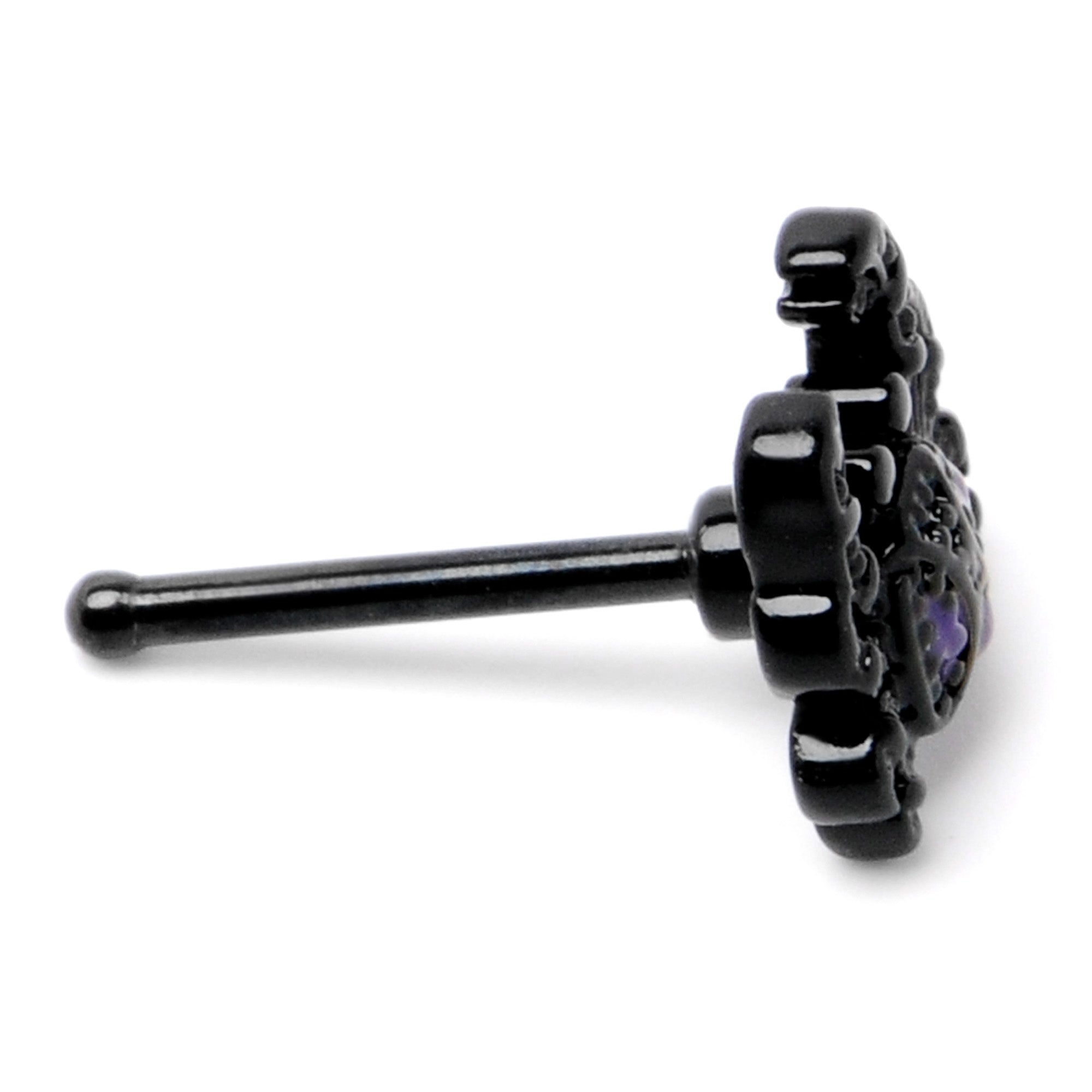 BodyCandy 20G 1/4 Purple Gem Black Chic Crab Nose Bone — alternative angle