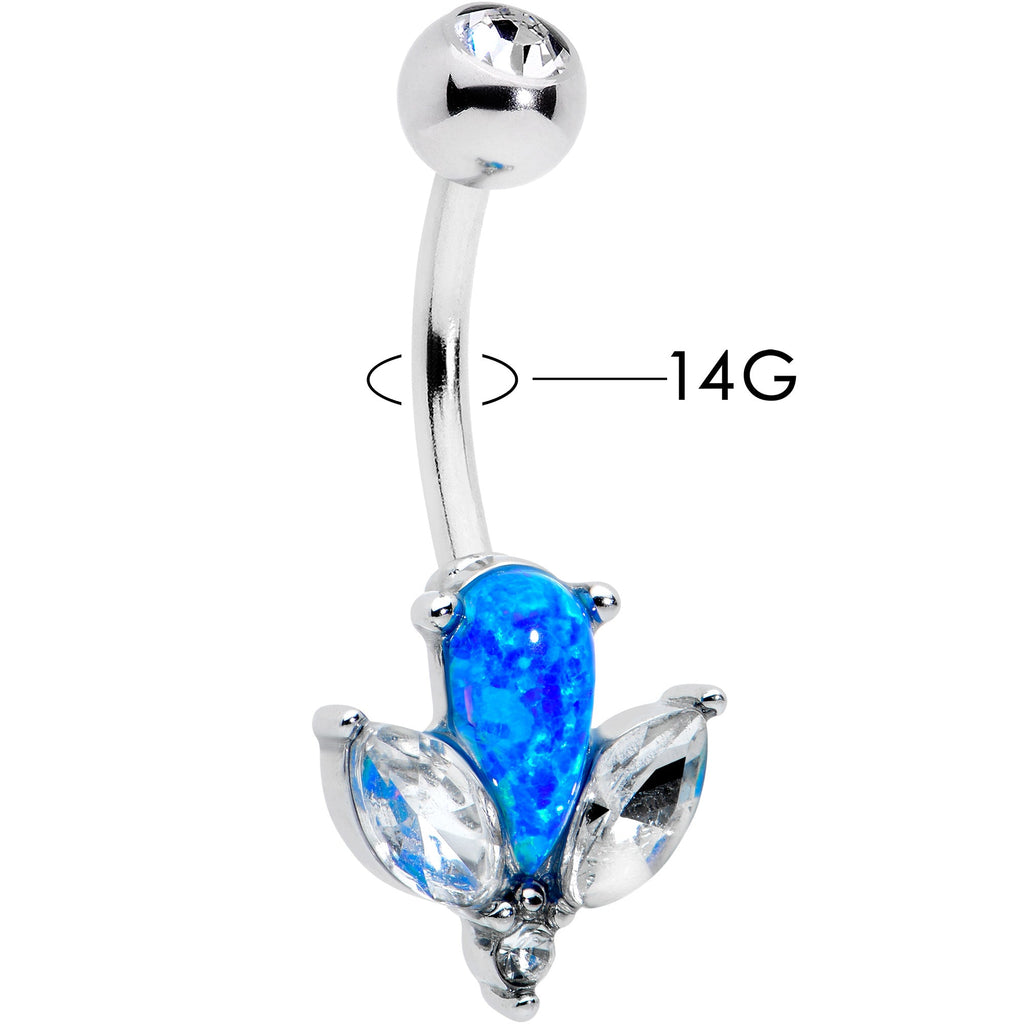 BodyCandy Blue Synthetic Opal Style Flower Belly Ring — lifestyle context