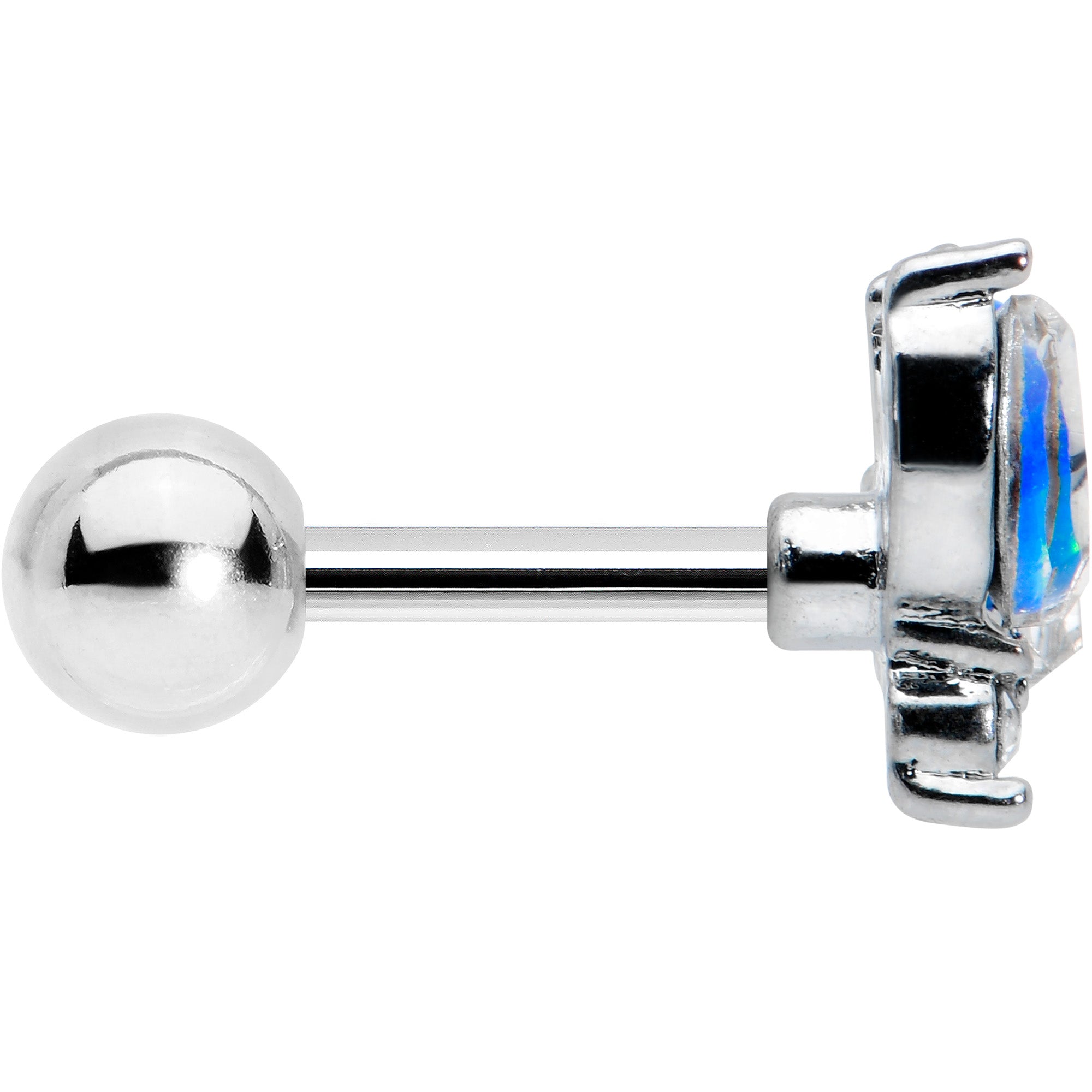 BodyCandy 16G 1/4 Blue Synthetic Opal Style Flower Cartilage Tragus Earring — lifestyle context