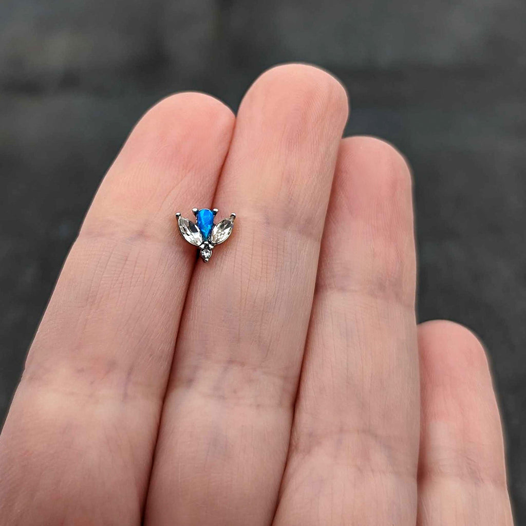 BodyCandy 16G 5/16 Blue Synthetic Opal Style Flower Labret Monroe Tragus — size reference