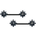 BodyCandy 14G 9/16 Clear Gem Black Gothic Sun Barbell Nipple Ring Set — main product shot