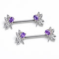 BodyCandy 14G 9/16 Purple Gem Divine Dragonfly Barbell Nipple Ring Set — main product shot
