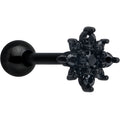 BodyCandy Black Gem Black Evening Flower Barbell Tongue Ring — main product shot