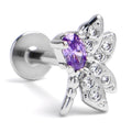 BodyCandy 16G 5/16 Purple Gem Divine Dragonfly Labret Monroe Tragus — main product shot