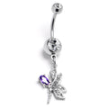 BodyCandy Purple Clear Gem Divine Dragonfly Dangle Belly Ring — main product shot