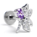 BodyCandy 16G 1/4 Purple Gem Divine Dragonfly Labret — main product shot