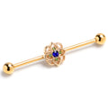 BodyCandy 14G Blue Gem Gold Tone Celtic Style Industrial Barbell 38mm — main product shot