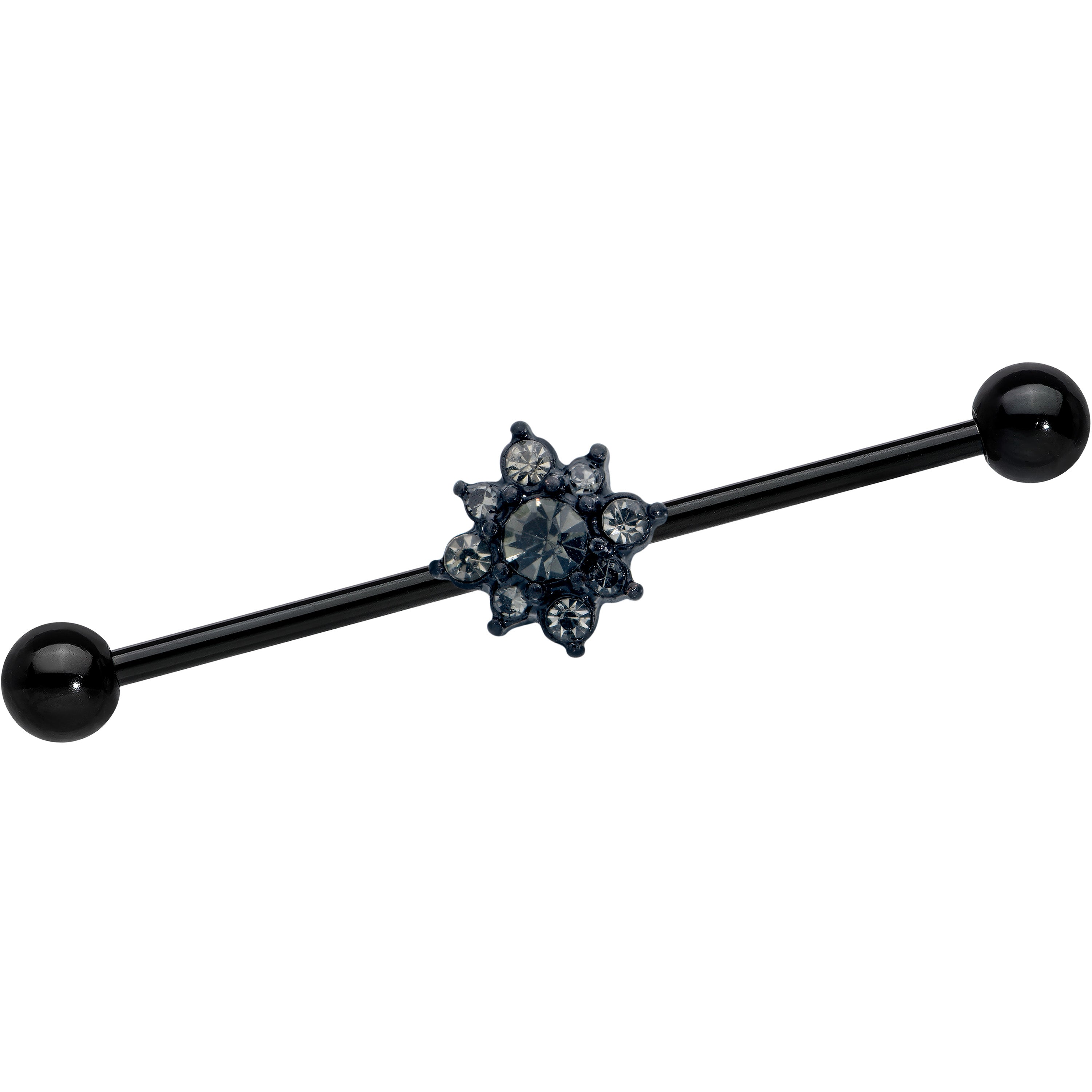 BodyCandy 14G Clear Gem Black Gothic Sun Industrial Barbell 38mm — main product shot