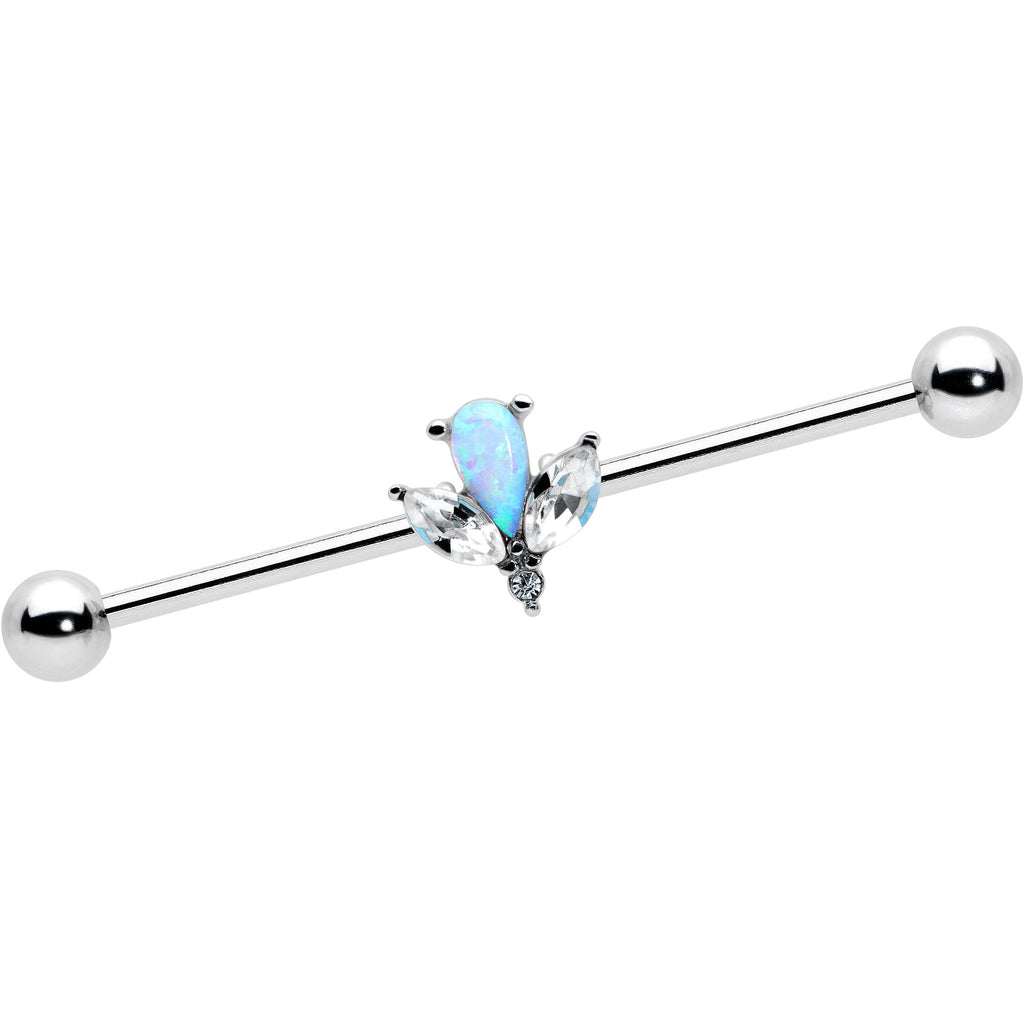BodyCandy 14G White Faux Opal Style Flower Industrial Barbell 38mm — main product shot