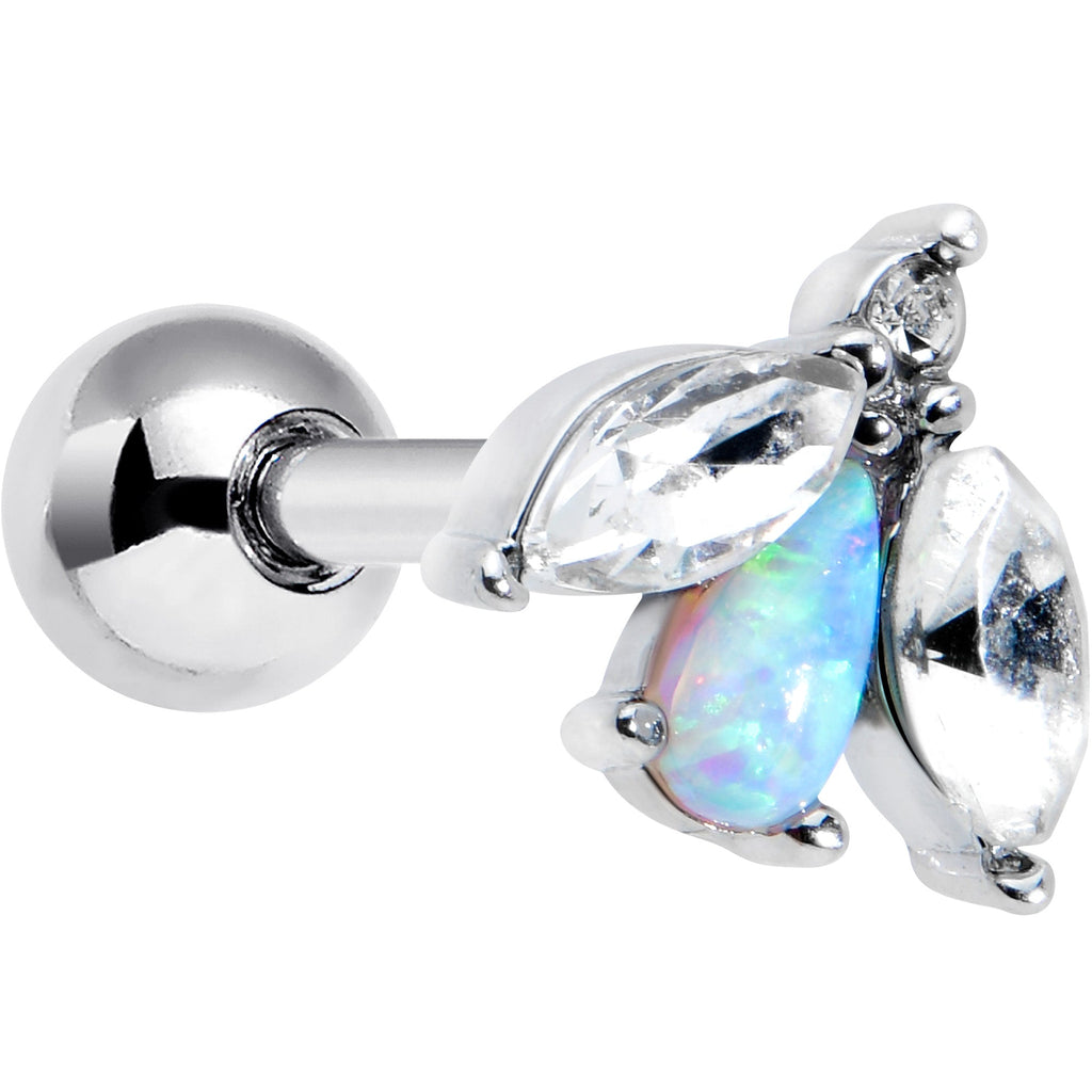 BodyCandy 16G 1/4 White Synthetic Opal Flower Cartilage Tragus Earring — main product shot