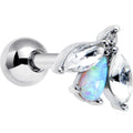 BodyCandy 16G 1/4 White Synthetic Opal Flower Cartilage Tragus Earring — main product shot