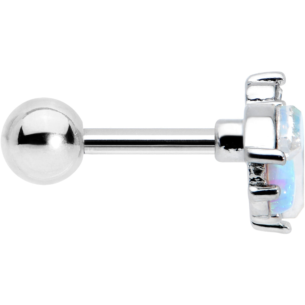 BodyCandy 16G 1/4 White Synthetic Opal Flower Cartilage Tragus Earring — lifestyle context