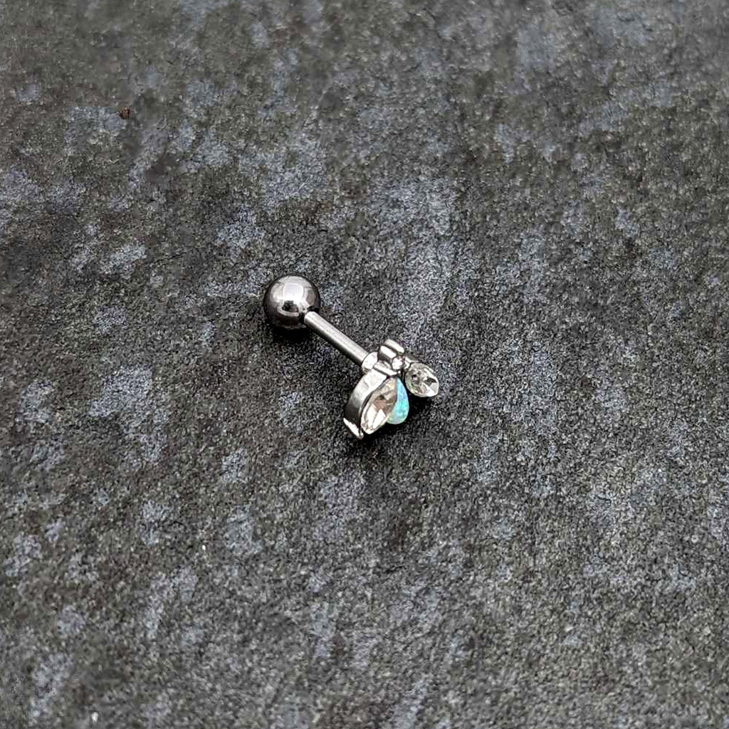 BodyCandy 16G 1/4 White Synthetic Opal Flower Cartilage Tragus Earring — alternative angle